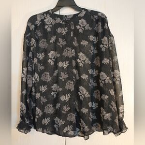 Lane Bryant Women's plus size 26 Sheer Floral  blouse